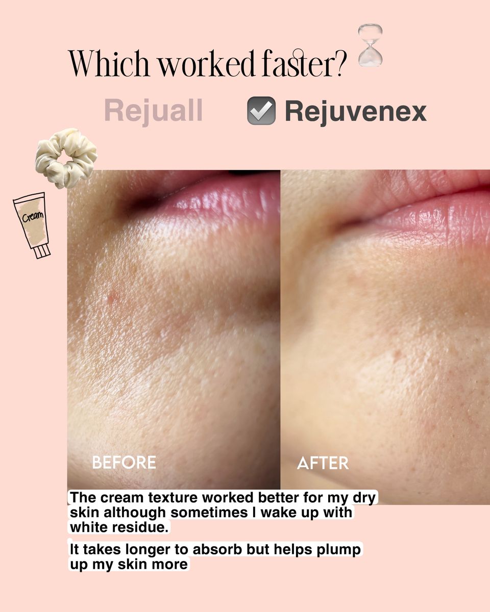 Comparison showing Rejuvenex worked faster than Dr. Rejuall